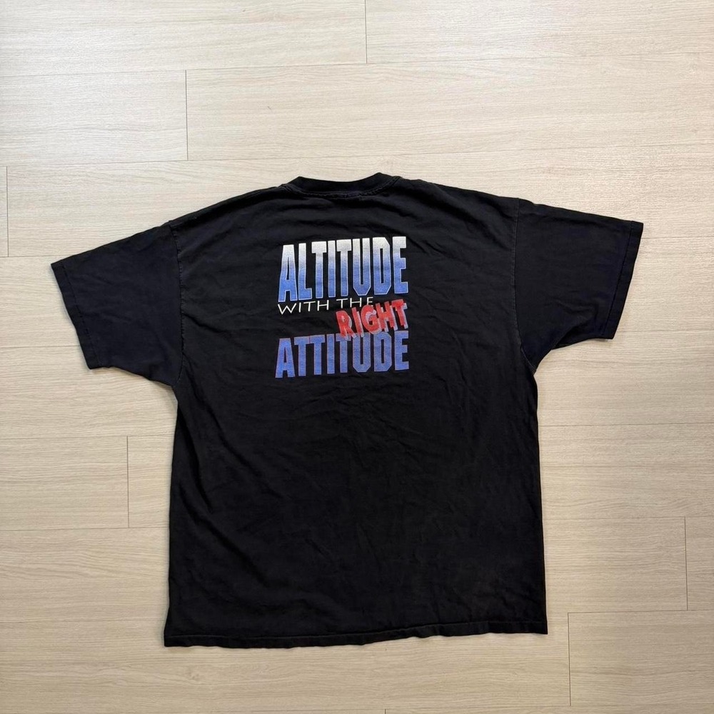 90's Altitude With The Right Attitude Single Stitch Black Short Sleeve Shirt XXL